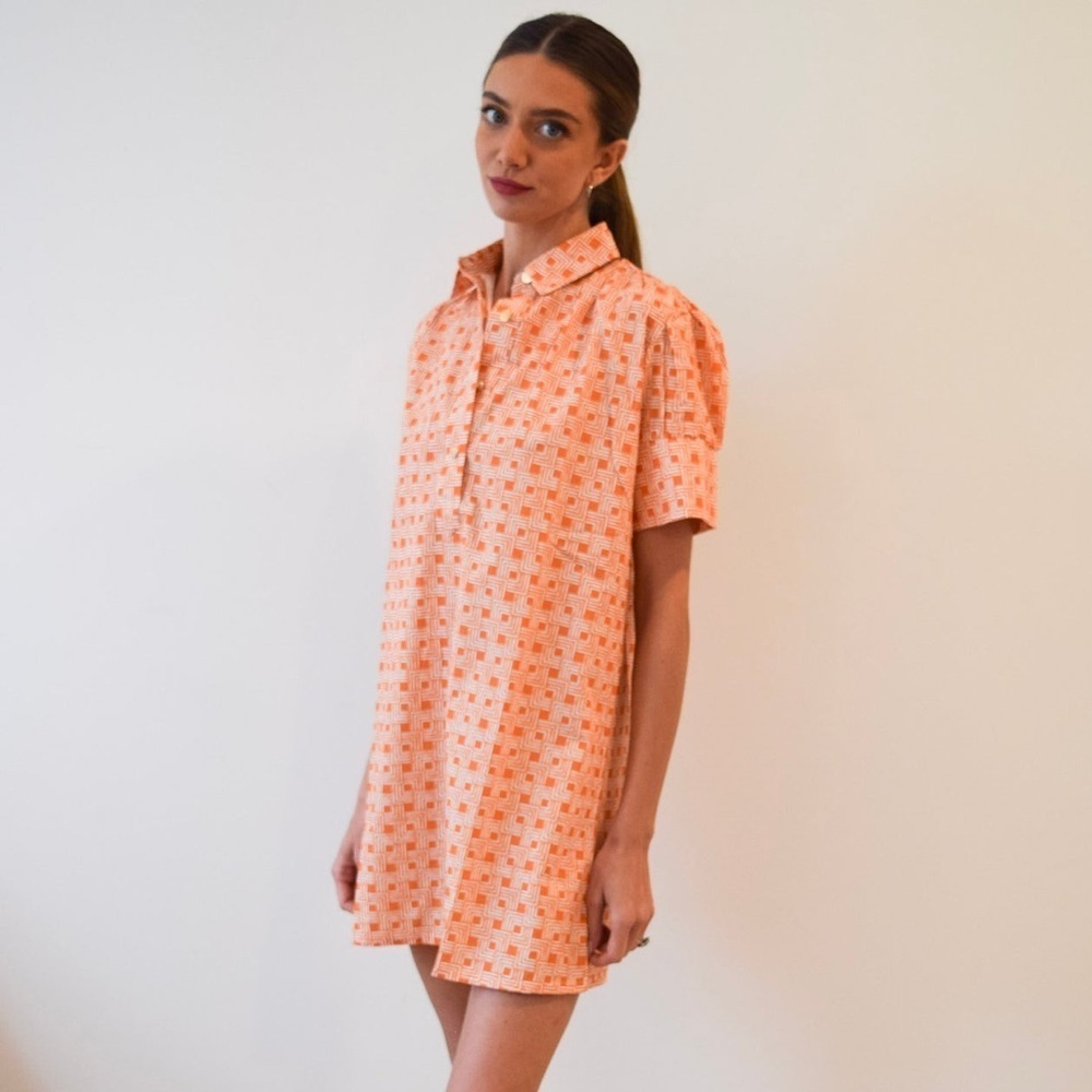 NWT Designer Never a Wallflower Everything Dress Burnt Orange Squares Size XS